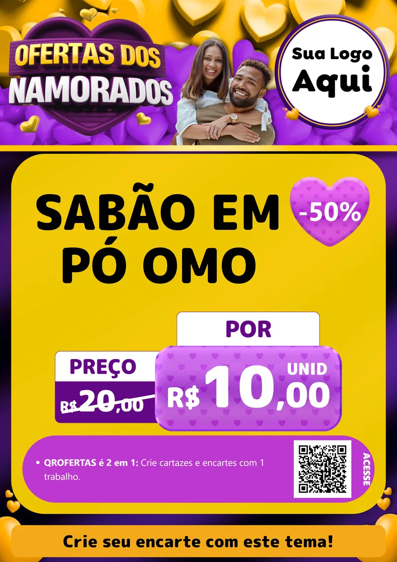 Modelo de Cartaz para Cartaz A4 Vertical com o tema Oferta Dos Namorados para Produtos de Limpeza