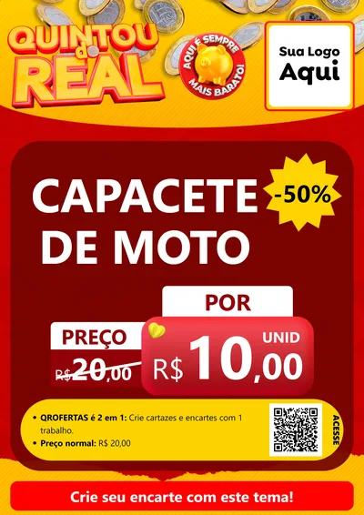 Modelo de Cartaz para Cartaz A4 Vertical com o tema Quintou do Real para Moto peças