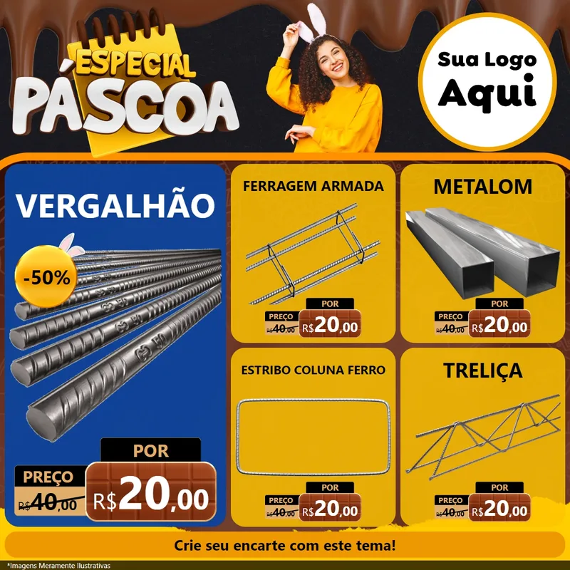 Modelo de Rede Social para Feed Facebook com o tema Especial Páscoa para Ferragens