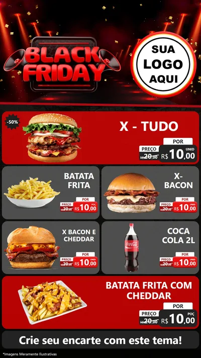 Modelo de TV para TV Vertical com o tema Black Friday para Hamburgueria