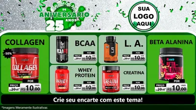 Modelo de TV para TV Horizontal com o tema Promoção de Aniversário - 25 Anos para Suplementos alimentares