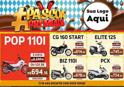 Modelo de Encarte para Encarte A4 Horizontal com o tema Páscoa Premiada para Concessionaria de Motos
