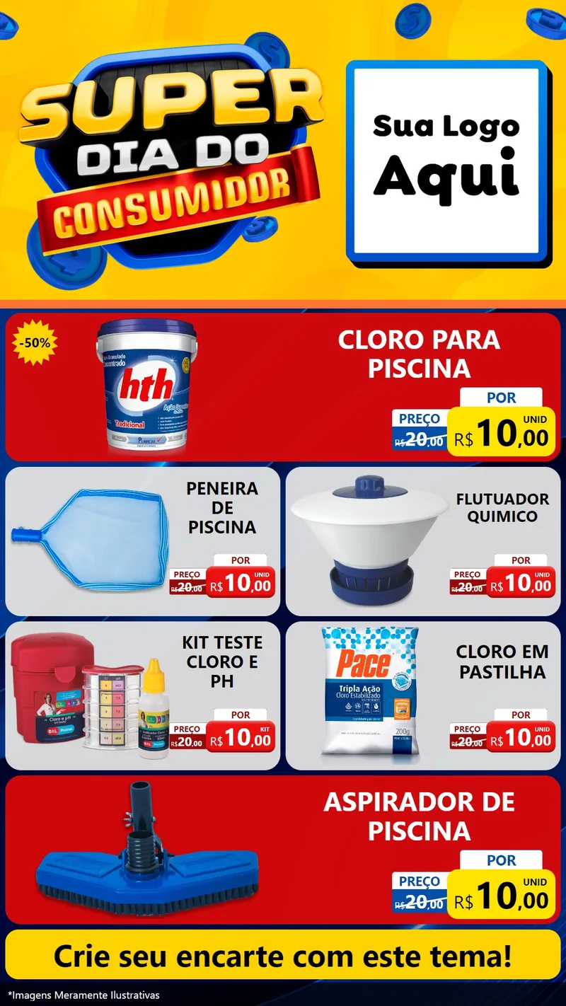 Modelo de TV para TV Vertical com o tema Super Dia do Consumidor para Produtos para Piscina