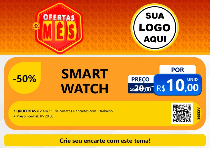 Modelo de Cartaz para Cartaz A4 Horizontal com o tema Ofertas do Mês para Informática