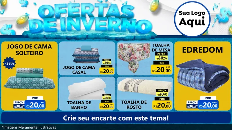 Modelo de TV para TV Horizontal com o tema Ofertas de Inverno para Cama, Mesa e Banho