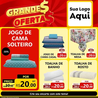 Modelo de Rede Social para Feed Facebook com o tema Grandes Ofertas para Cama, Mesa e Banho