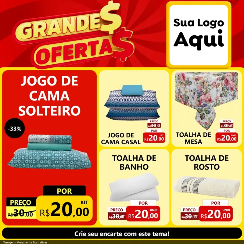 Modelo de Rede Social para Feed Facebook com o tema Grandes Ofertas para Cama, Mesa e Banho