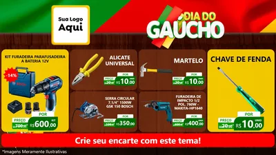 Modelo de TV para TV Horizontal com o tema Dia do Gaúcho para Maquinas e Ferramentas