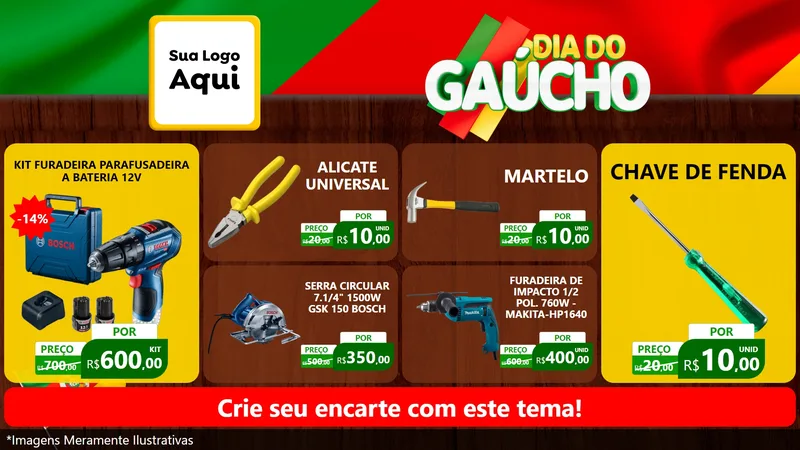 Modelo de TV para TV Horizontal com o tema Dia do Gaúcho para Maquinas e Ferramentas