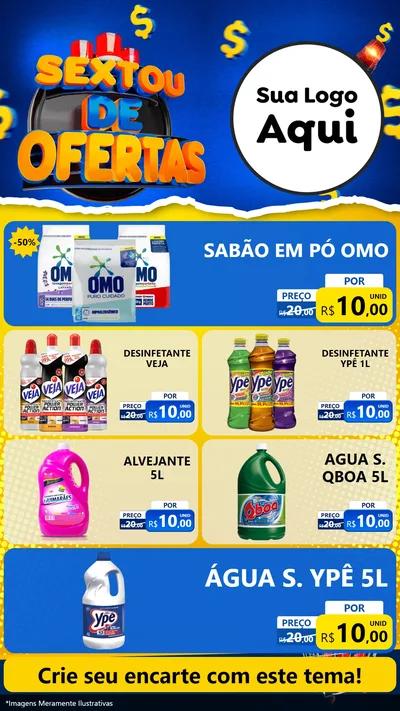 Modelo de TV para TV Vertical com o tema Sextou de Ofertas para Produtos de Limpeza