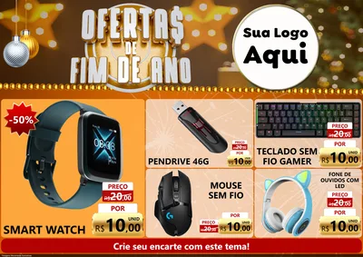 Modelo de Encarte para Encarte A4 Horizontal com o tema Ofertas de Fim de Ano para Informática