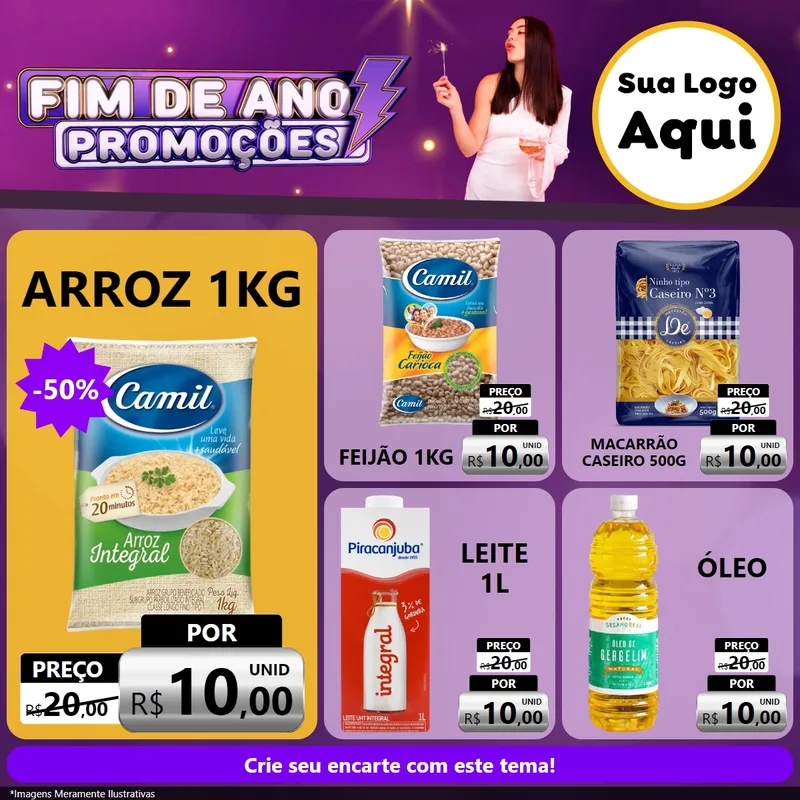 Modelo de Rede Social para Feed Facebook com o tema Fim de Ano Promoções para Supermercado