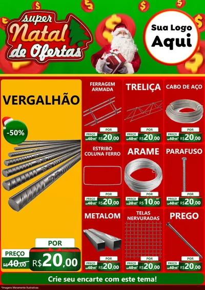 Modelo de Encarte para Encarte A4 Vertical com o tema Super Natal de Ofertas para Ferragens