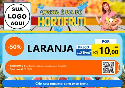 Modelo de Cartaz para Cartaz A4 Horizontal com o tema Quarta É Dia de Hortifruti para Hortifrúti