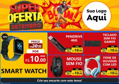 Modelo de Encarte para Encarte A4 Horizontal com o tema Super Oferta Setembro para Informática