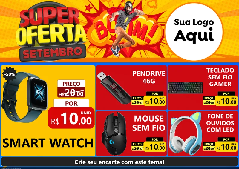 Modelo de Encarte para Encarte A4 Horizontal com o tema Super Oferta Setembro para Informática