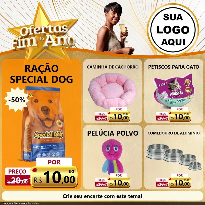 Modelo de Rede Social para Feed Facebook com o tema Ofertas Fim de Ano para Pet Shop