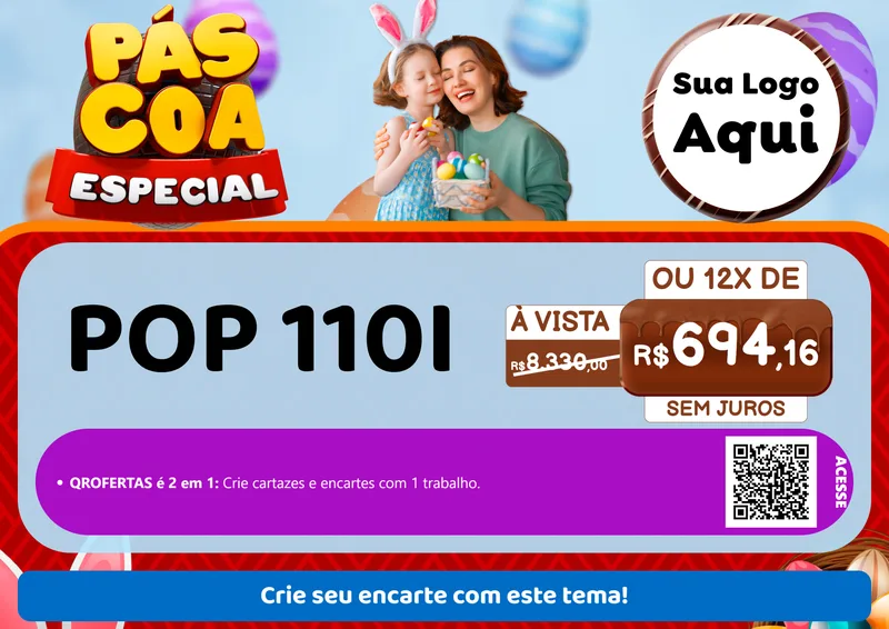 Modelo de Cartaz para Cartaz A4 Horizontal com o tema Páscoa Especial para Concessionaria de Motos