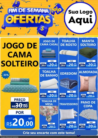 Modelo de Encarte para Encarte A4 Vertical com o tema Fim de Semana de Ofertas para Cama, Mesa e Banho