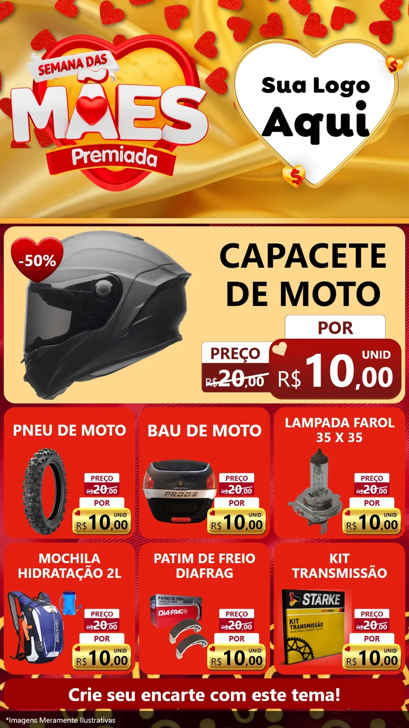 Modelo de Rede Social para Stories com o tema Semana das Mães Premiada para Moto peças