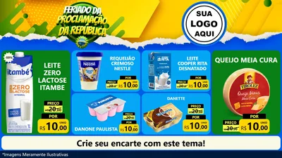Modelo de TV para TV Horizontal com o tema Feriado da Proclamação da República para Frios e Laticínios