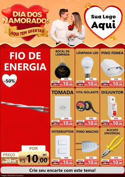 Modelo de Encarte para Encarte A4 Vertical com o tema Dia dos Namorados - Aqui Tem Ofertas para Materiais Elétricos
