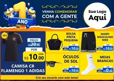 Modelo de Encarte para Encarte A4 Horizontal com o tema Um Ano de Aniversário para Roupas e acessórios