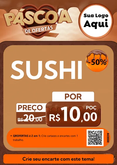 Modelo de Cartaz para Cartaz A4 Vertical com o tema Páscoa de Ofertas para Comida japonesa