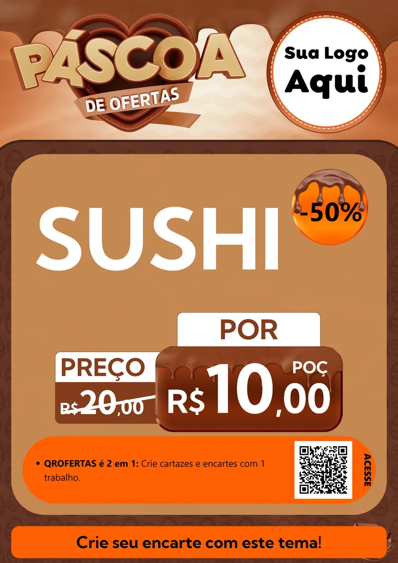 Modelo de Cartaz para Cartaz A4 Vertical com o tema Páscoa de Ofertas para Comida japonesa