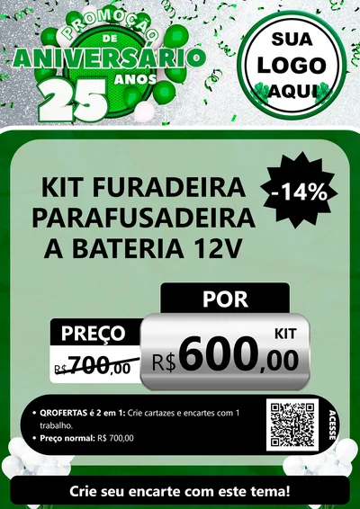 Modelo de Cartaz para Cartaz A4 Vertical com o tema Promoção de Aniversário - 25 Anos para Maquinas e Ferramentas