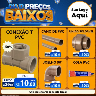 Modelo de Rede Social para Feed Facebook com o tema Dia D Preço Baixo para Tubos e conexões