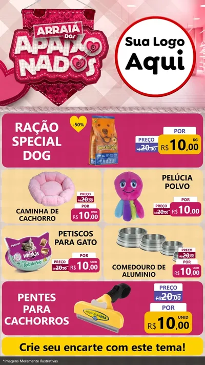 Modelo de TV para TV Vertical com o tema Arraiá dos Apaixonados - Junina para Pet Shop