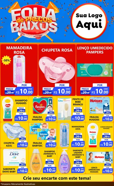 Modelo de Encarte para Encarte Grande com o tema Folia de Preços Baixos para Bebês