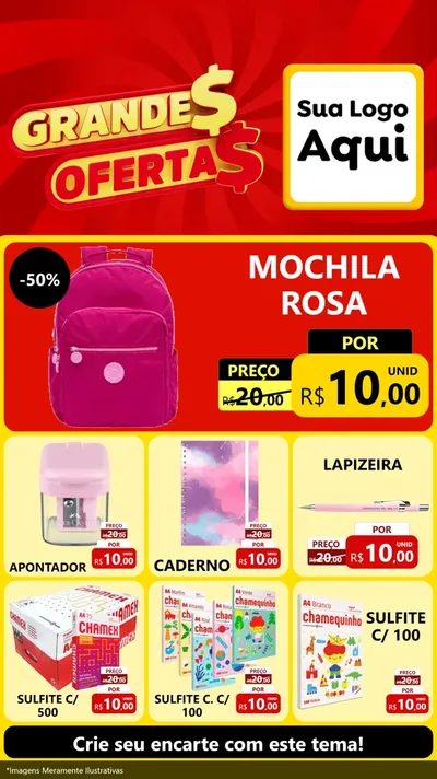 Modelo de Rede Social para Stories com o tema Grandes Ofertas para Papelaria