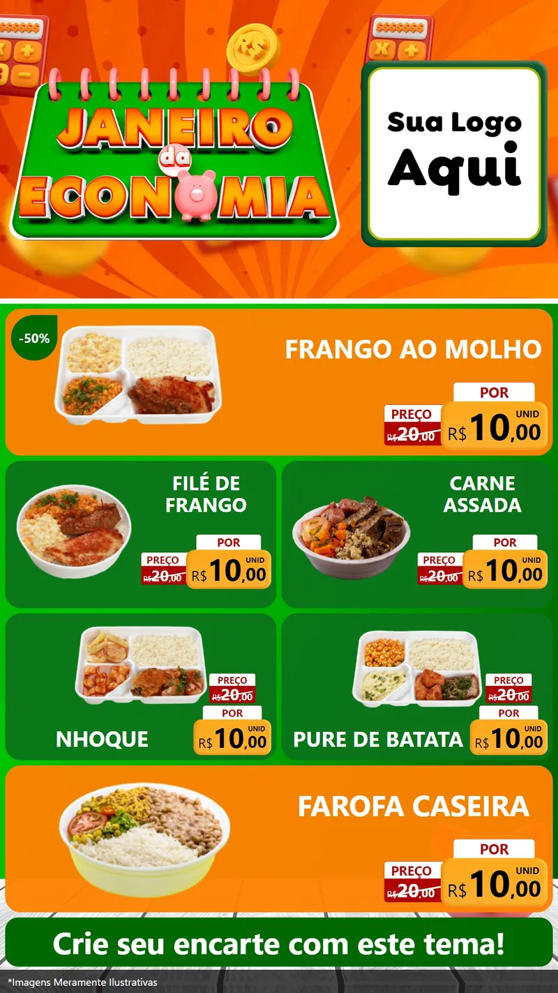 Modelo de TV para TV Vertical com o tema Janeiro da Economia para Restaurante