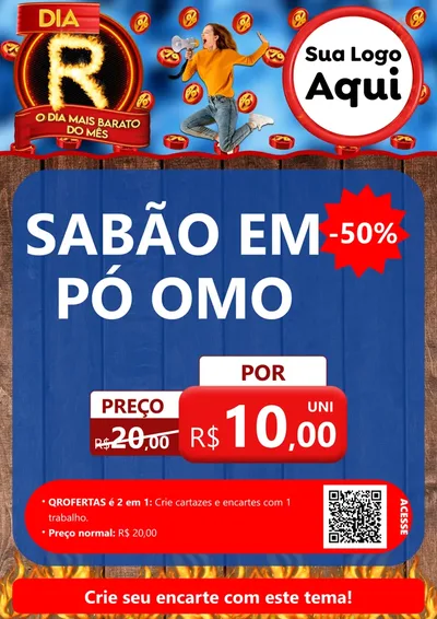 Modelo de Cartaz para Cartaz A4 Vertical com o tema Dia R - O Dia Mais Barato Do Mês para Produtos de Limpeza