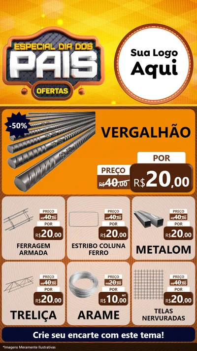 Modelo de Rede Social para Stories com o tema Especial Dia dos Pais para Ferragens