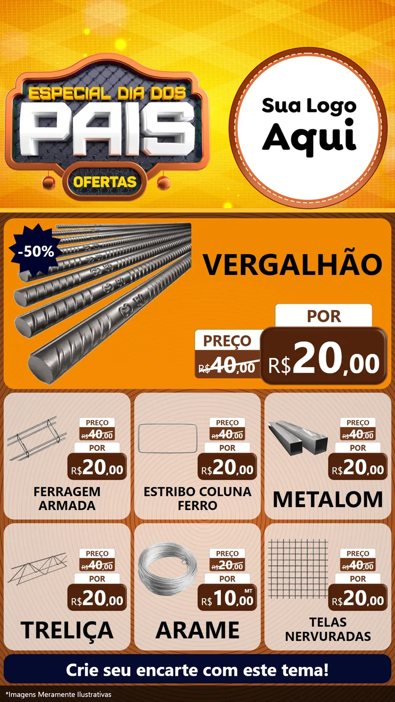 Modelo de Rede Social para Stories com o tema Especial Dia dos Pais para Ferragens