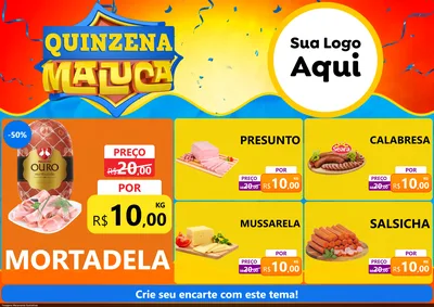 Modelo de Encarte para Encarte A4 Horizontal com o tema Quinzena Maluca para Frios e Laticínios