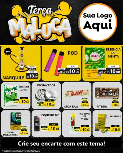 Modelo de Rede Social para Feed Instagram com o tema Terça Maluca para Tabacaria