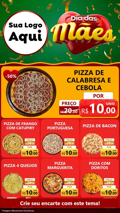 Modelo de Rede Social para Stories com o tema Dia das Mães para Pizzaria
