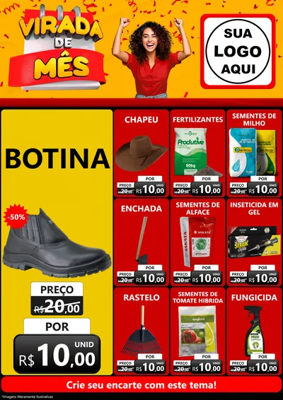 Modelo de Encarte para Encarte A4 Vertical com o tema Virada de Mês para Agropecuária