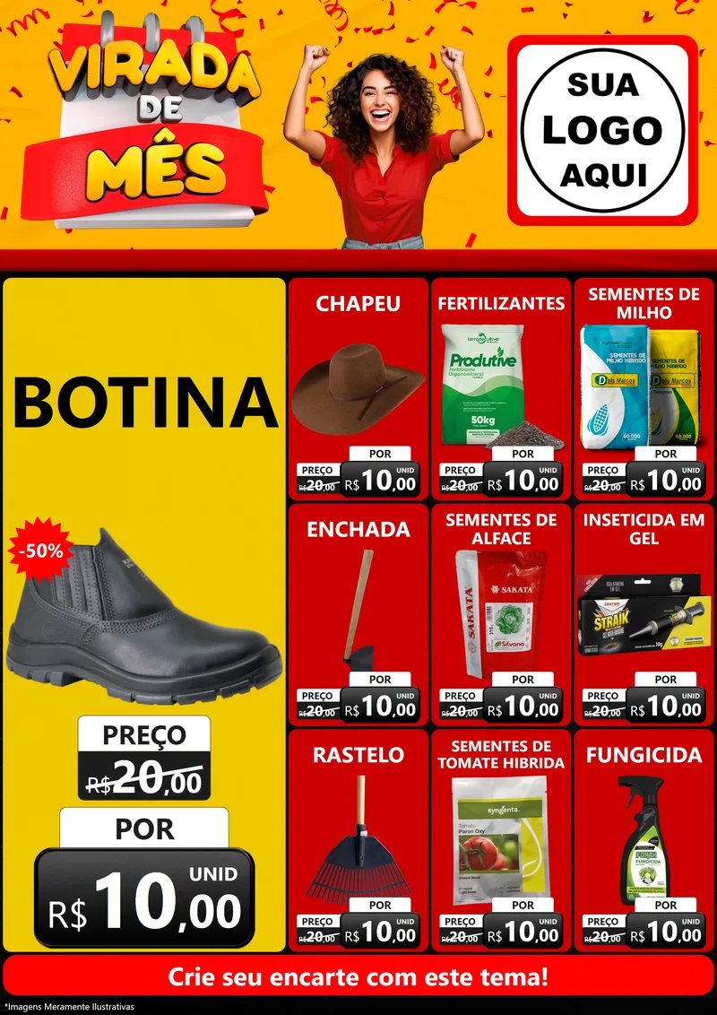 Modelo de Encarte para Encarte A4 Vertical com o tema Virada de Mês para Agropecuária