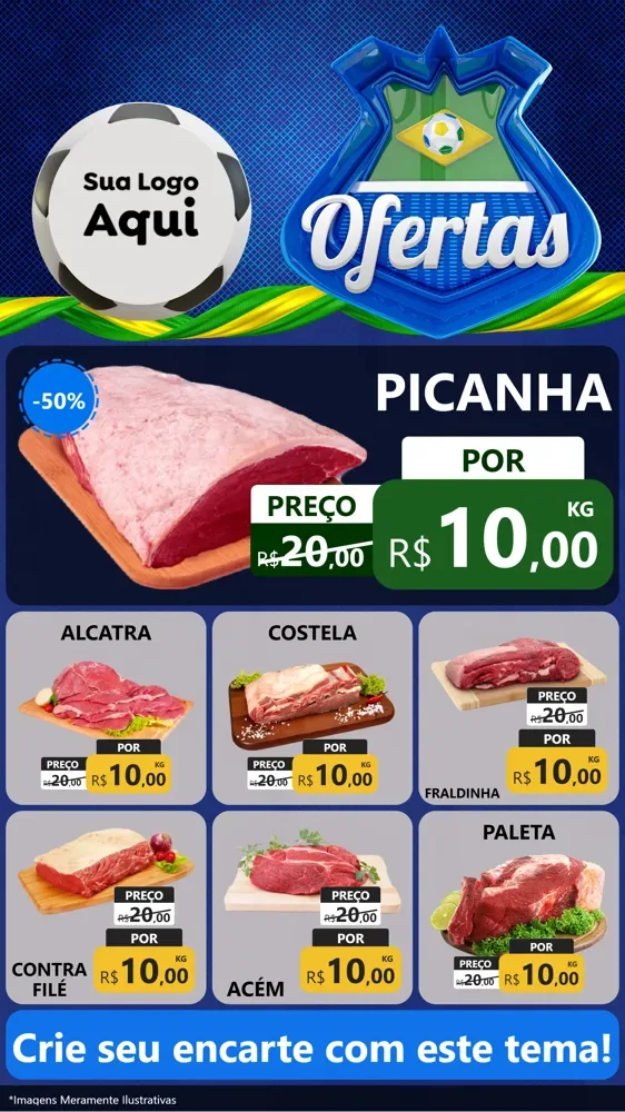 Modelo de Rede Social para Stories com o tema Ofertas (Futebol) para Açougue