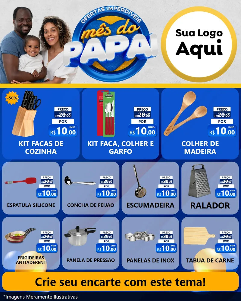 Modelo de Rede Social para Feed Instagram com o tema Ofertas Imperdíveis Mês Do Papai para Utilidades Domésticas