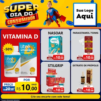 Modelo de Rede Social para Feed Facebook com o tema Super Dia do Consumidor para Farmácia