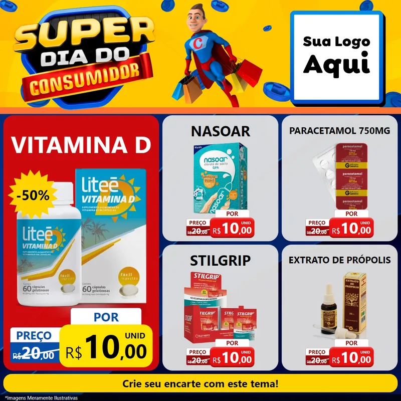 Modelo de Rede Social para Feed Facebook com o tema Super Dia do Consumidor para Farmácia
