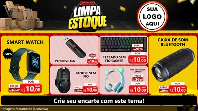 Modelo de TV para TV Horizontal com o tema Operação Limpa Estoque para Informática