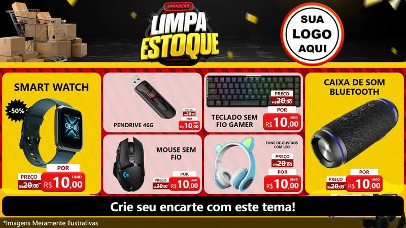 Modelo de TV para TV Horizontal com o tema Operação Limpa Estoque para Informática