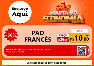 Modelo de Cartaz para Cartaz A4 Horizontal com o tema Quarta da Economia para Padaria